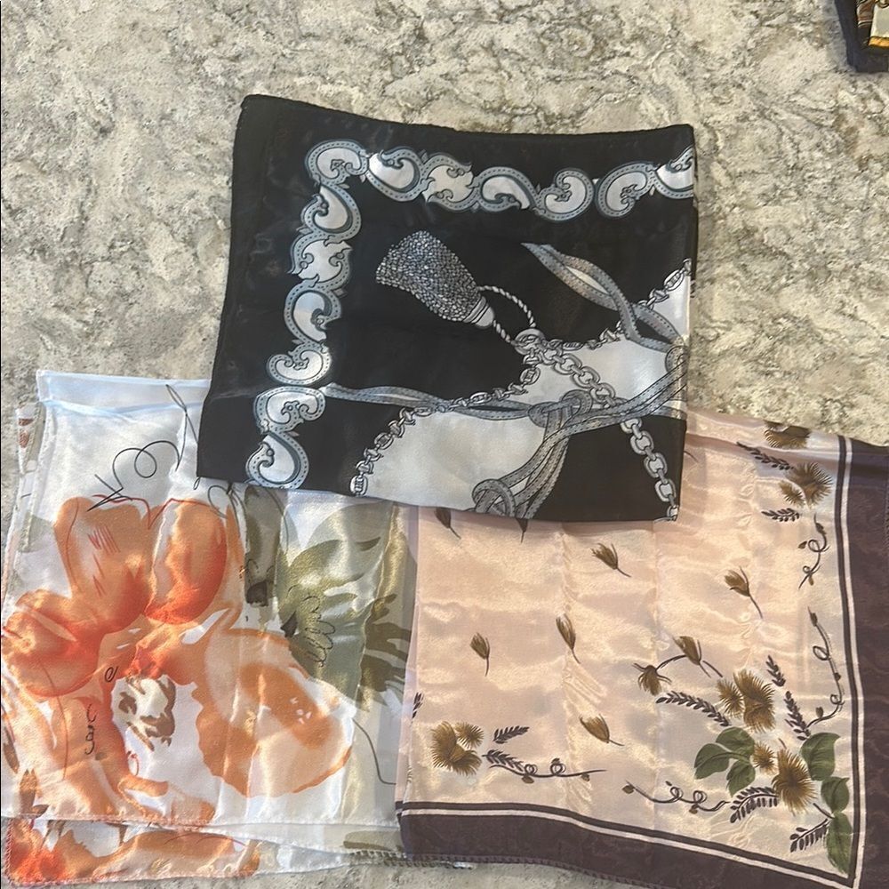 ✨ Bundle of 3 Silky Scarf Handkerchief Bandannas - 19” x 19”